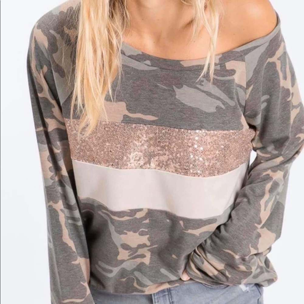 Camo Sparkle Top